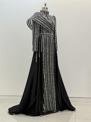 Elegance Abiye Siyah Gümüş
