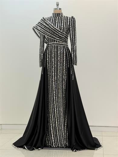 Elegance Abiye Siyah Gümüş