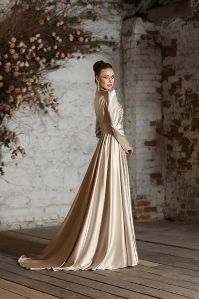 Hayal Abiye Saten Bej