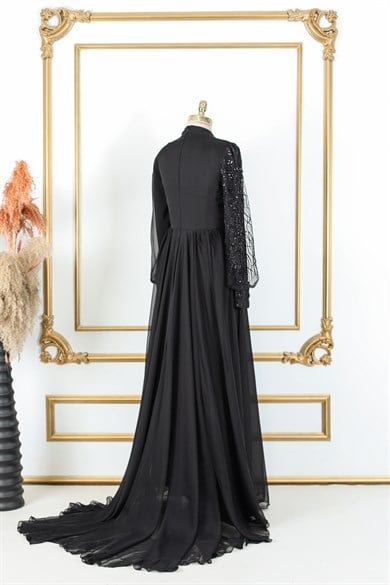 Irmak Tesettür Abiye Siyah 