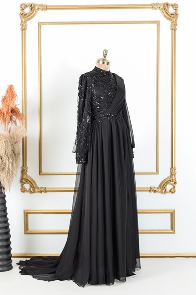 Irmak Tesettür Abiye Siyah 