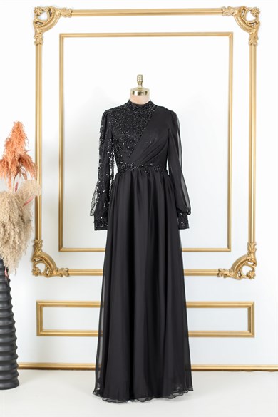 Irmak Tesettür Abiye Siyah 