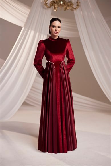 Kadife Abiye Bordo