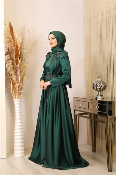 Karaca Tesettür Abiye Zümrüt