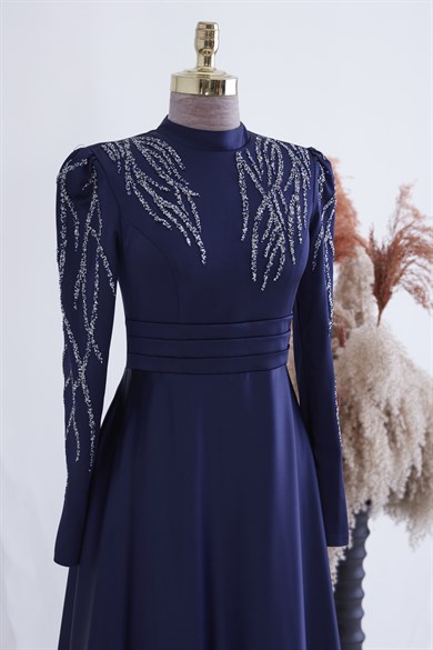 Kırlangıç Tesettür Abiye Lacivert