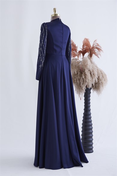 Kırlangıç Tesettür Abiye Lacivert