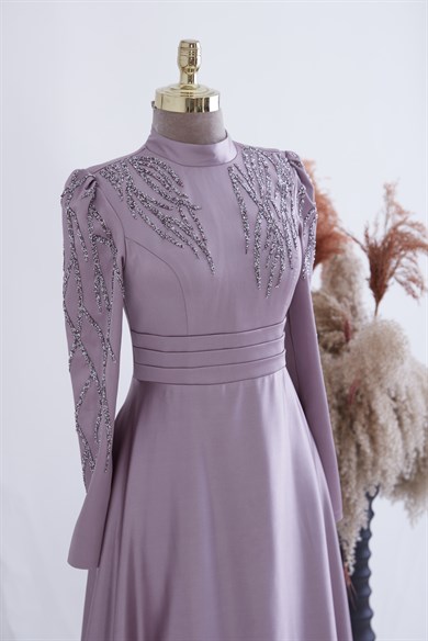 Kırlangıç Tesettür Abiye Lila