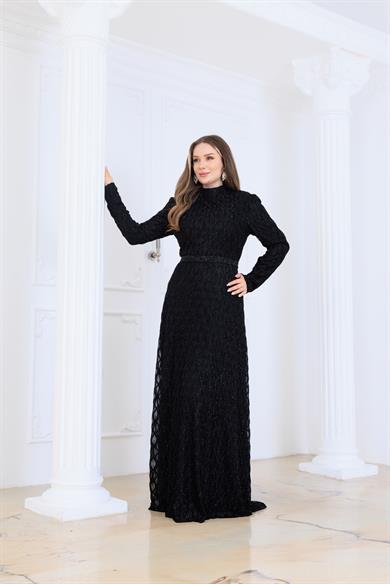 Lina Dantel Abiye Siyah