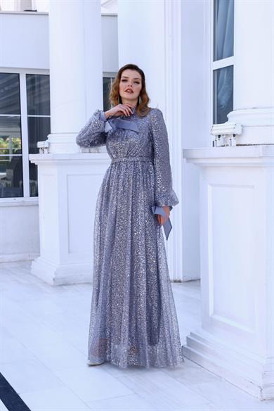 Merve Evening Dress Gray