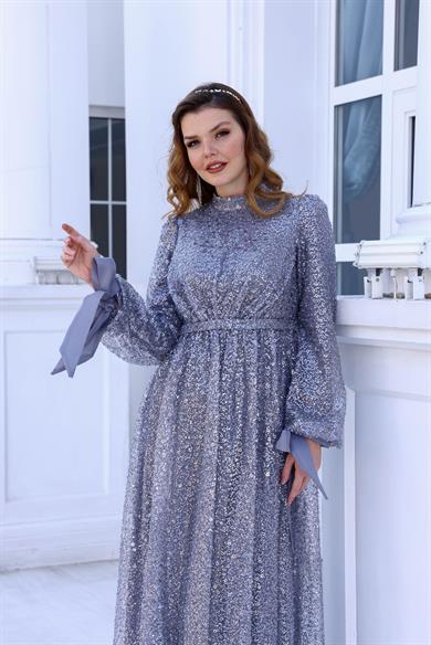 Merve Evening Dress Gray