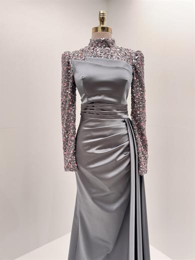 Meyra Evening Dress Gray