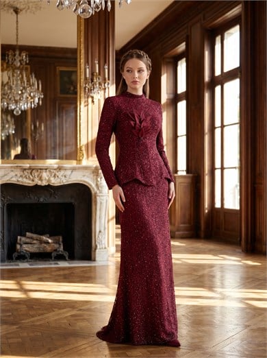 Miray Abiye Bordo Tesettür Abiye