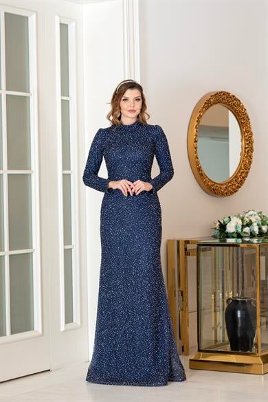 Nariya Hijab Evening Dresses Navy Blue