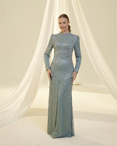 Nergiz Abiye Taşlı Mint