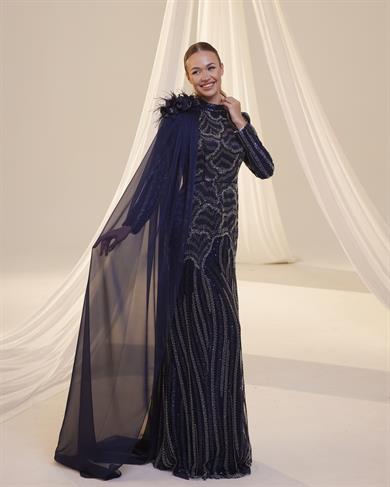 Orkide Abiye Lacivert