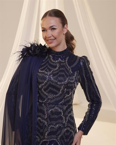 Orkide Abiye Lacivert