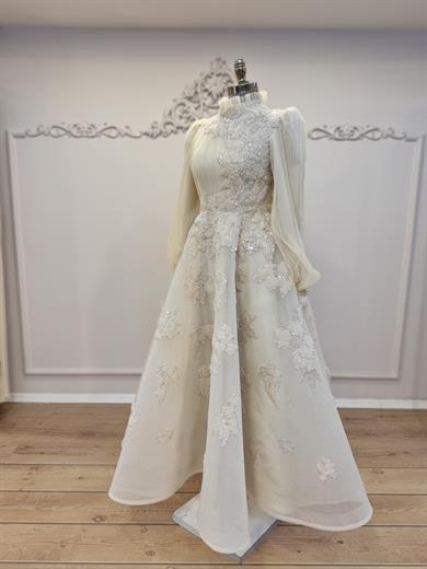 Piliseli Midi Boy Abiye Bej