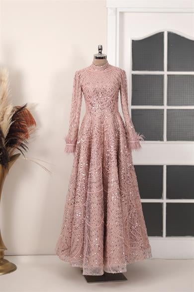 Rozalin Tesettür Abiye Pudra