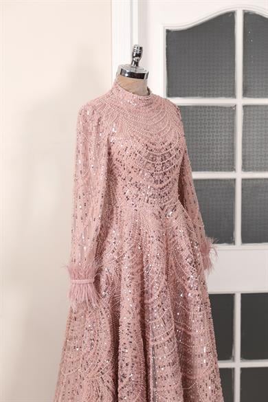 Rozalin Tesettür Abiye Pudra