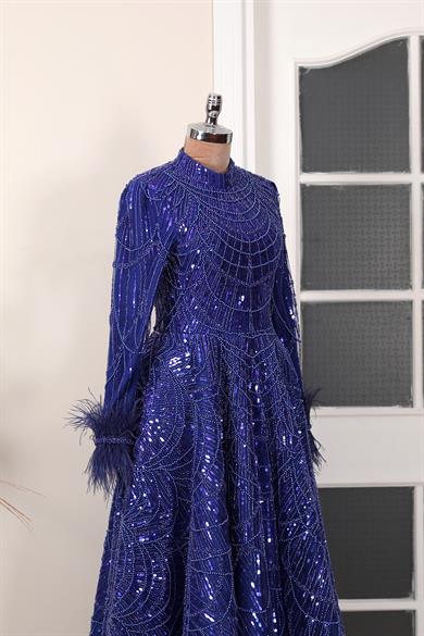 Rozalin Tesettür Abiye Saks 