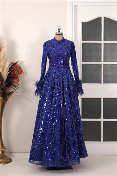 Rozalin Tesettür Abiye Saks 