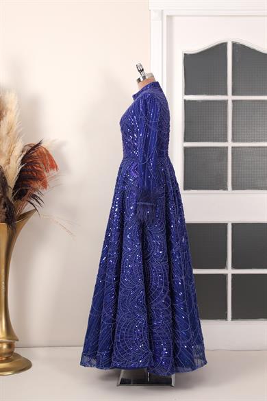 Rozalin Tesettür Abiye Saks 