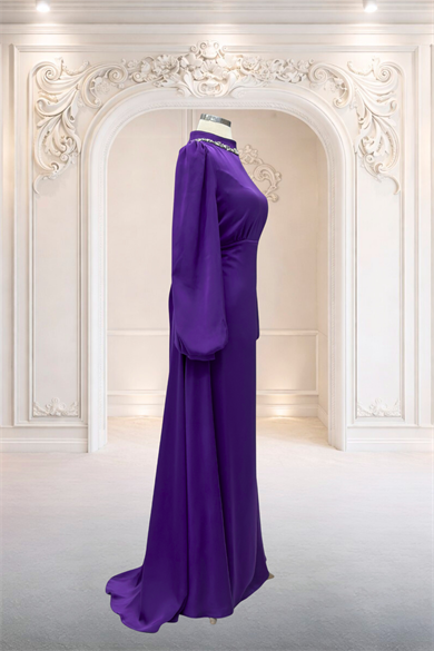 Rüya Saten Abiye Mor