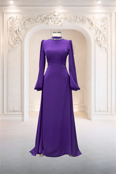 Rüya Saten Abiye Mor