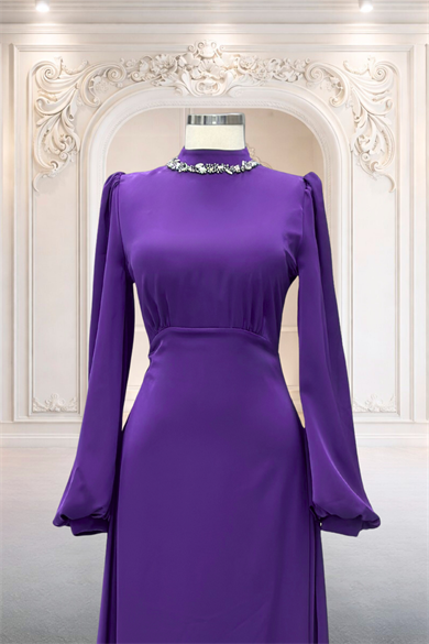 Rüya Saten Abiye Mor