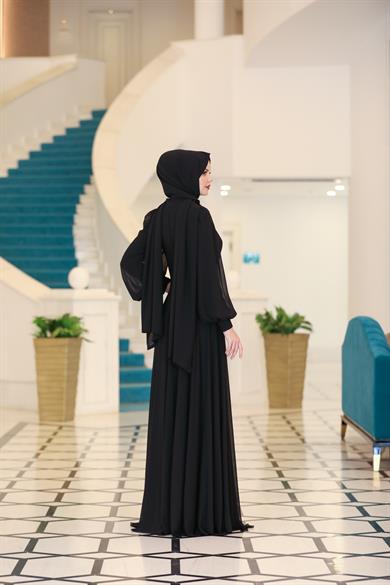 Sarmaşık Hijab Evening Dresses Black