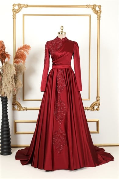 Şehrazat Tesettür Abiye Bordo