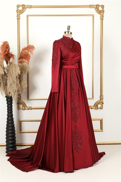 Şehrazat Tesettür Abiye Bordo