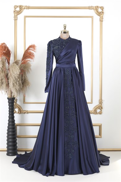 Şehrazat Tesettür Abiye Lacivert