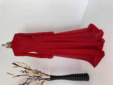 Simli Kırmızı Tesettür Abiye 