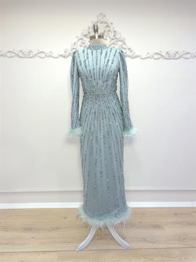 Taşlı mira abiye mint