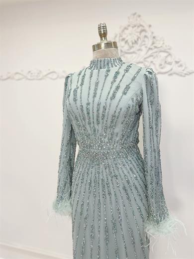 Taşlı mira abiye mint