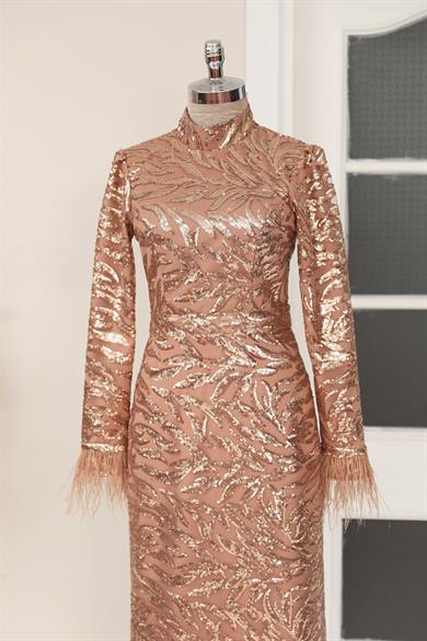 Yaprak Tesettür Abiye Bakır