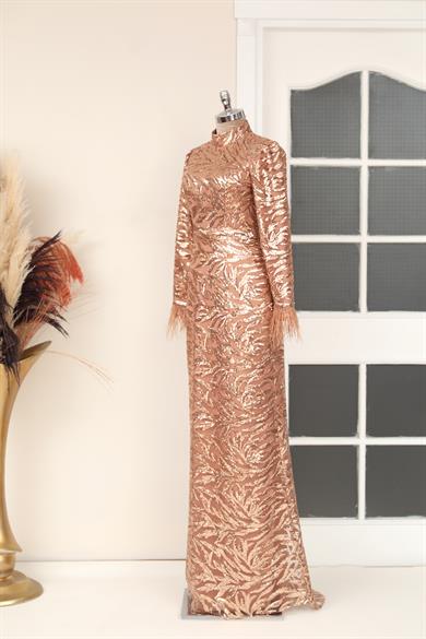 Yaprak Tesettür Abiye Bakır