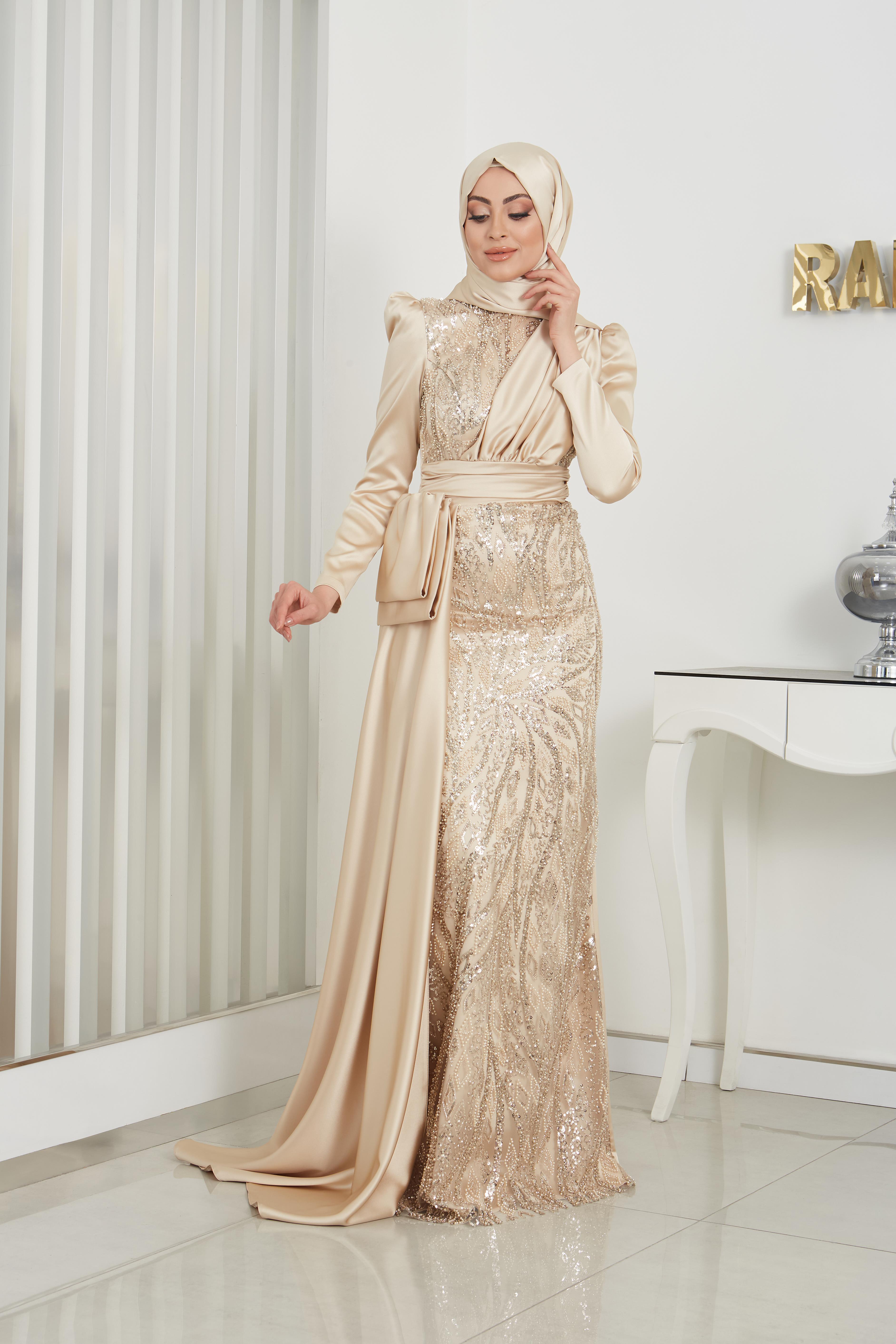Alissa Evening Dress Gold - Larache Hijab Dress