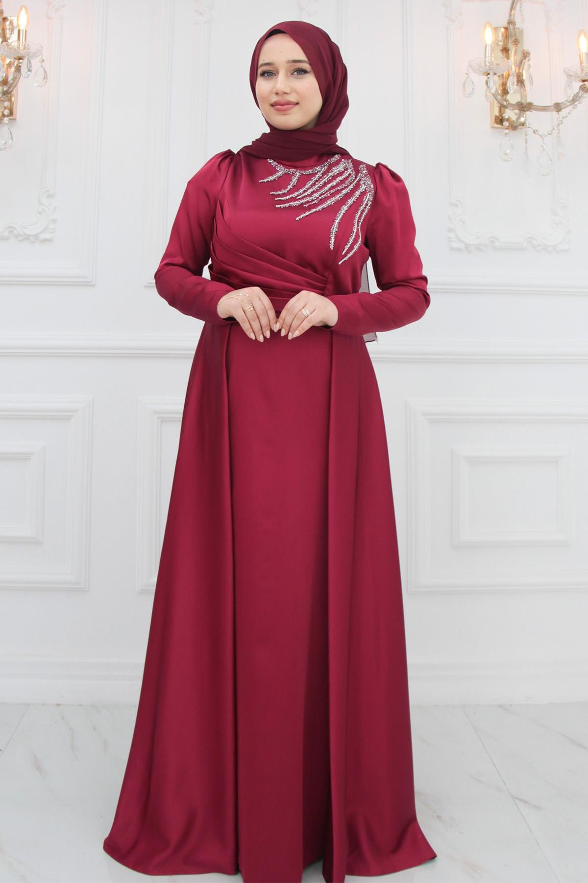 Berceste abiye bordo