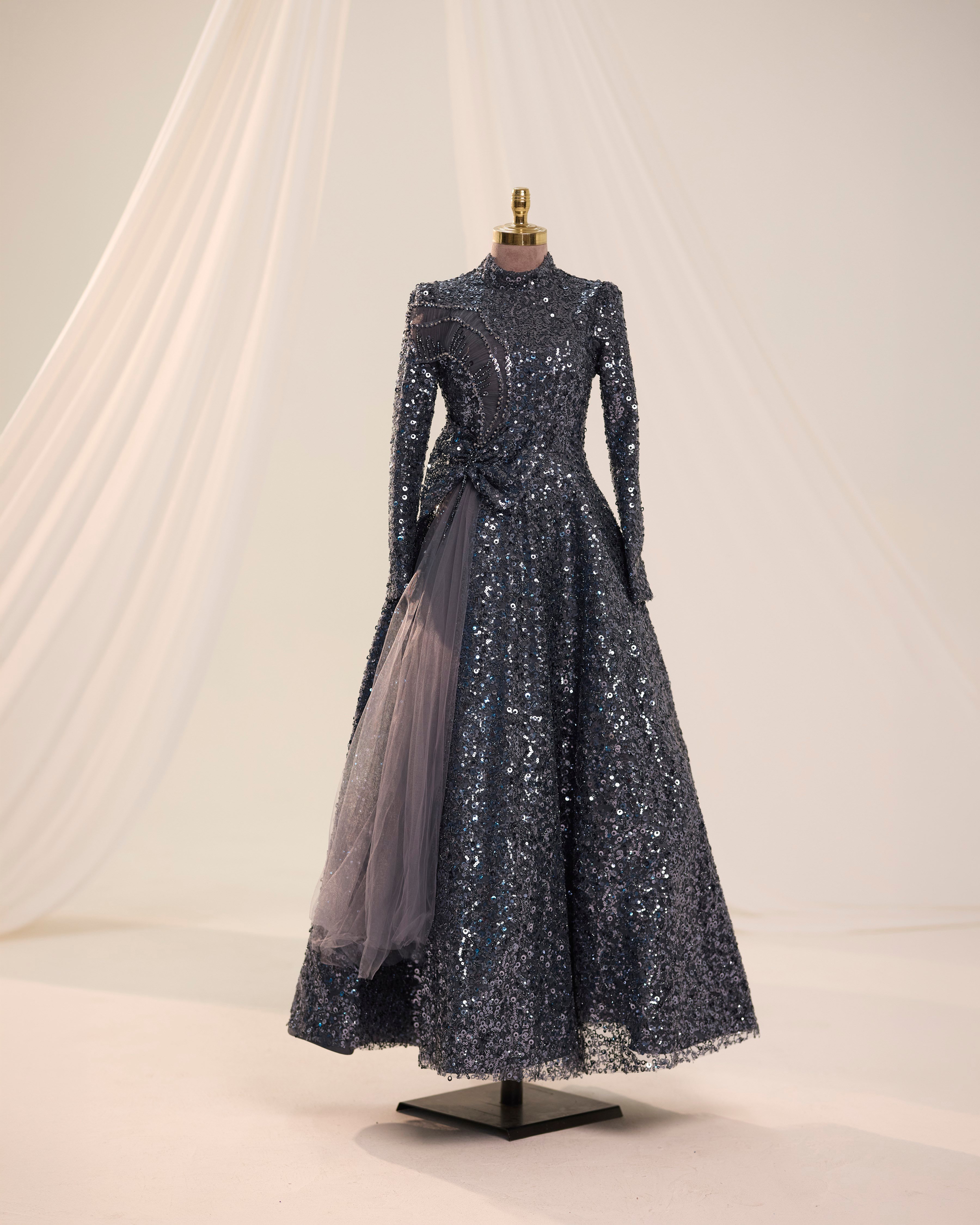 Bukle Abiye Antrasit