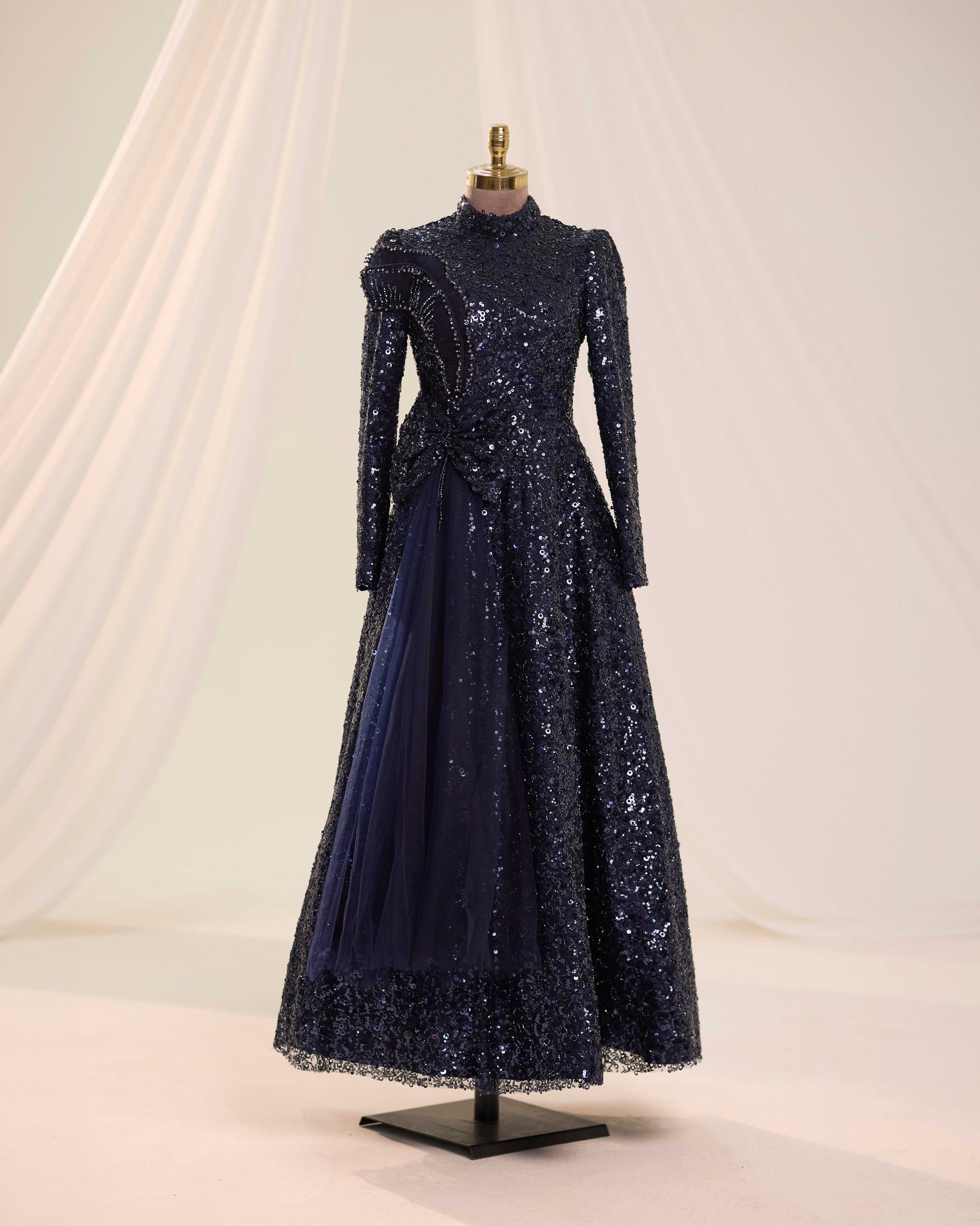 Bukle Abiye Lacivert