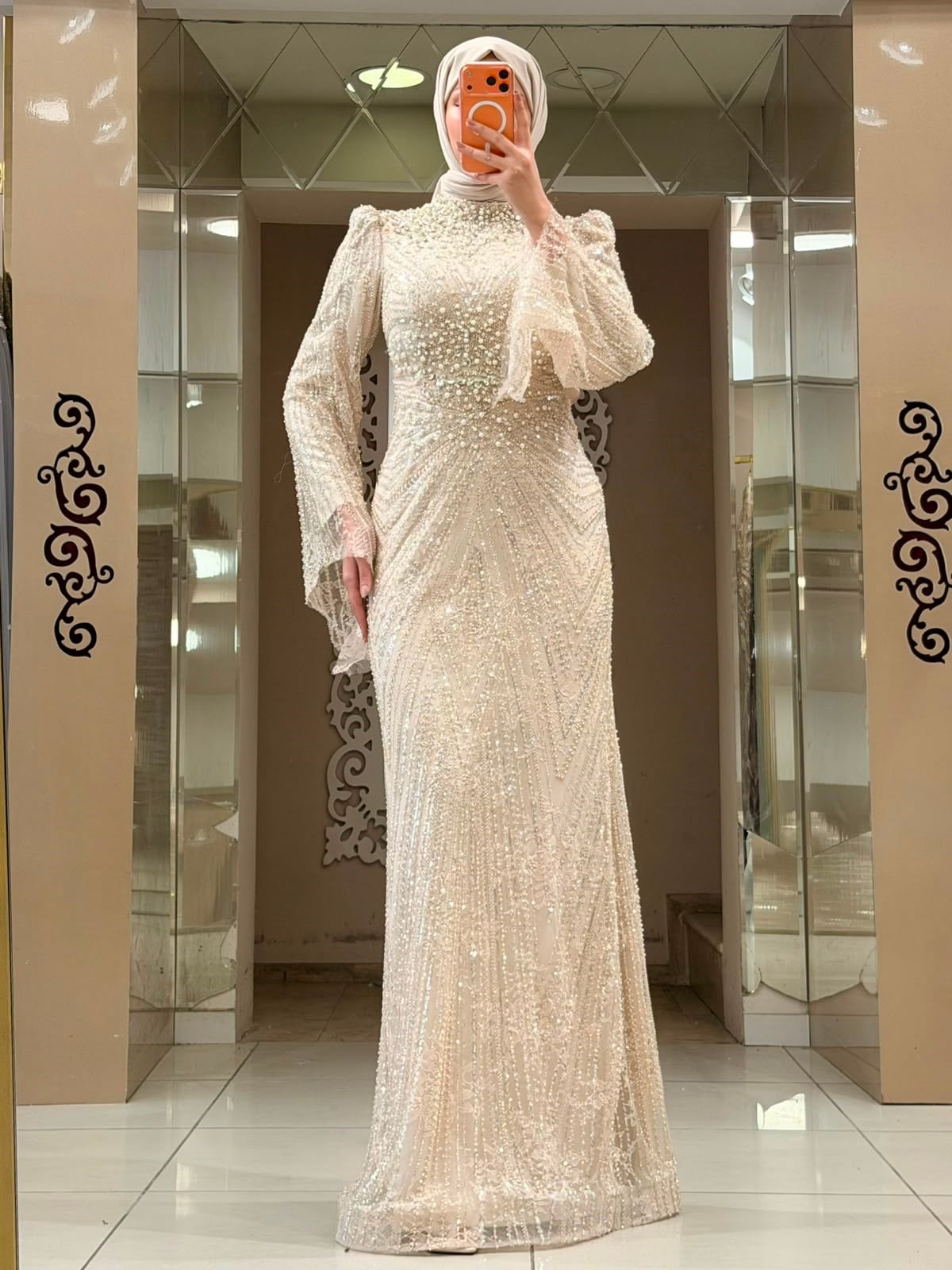 Diamond Abiye Bej
