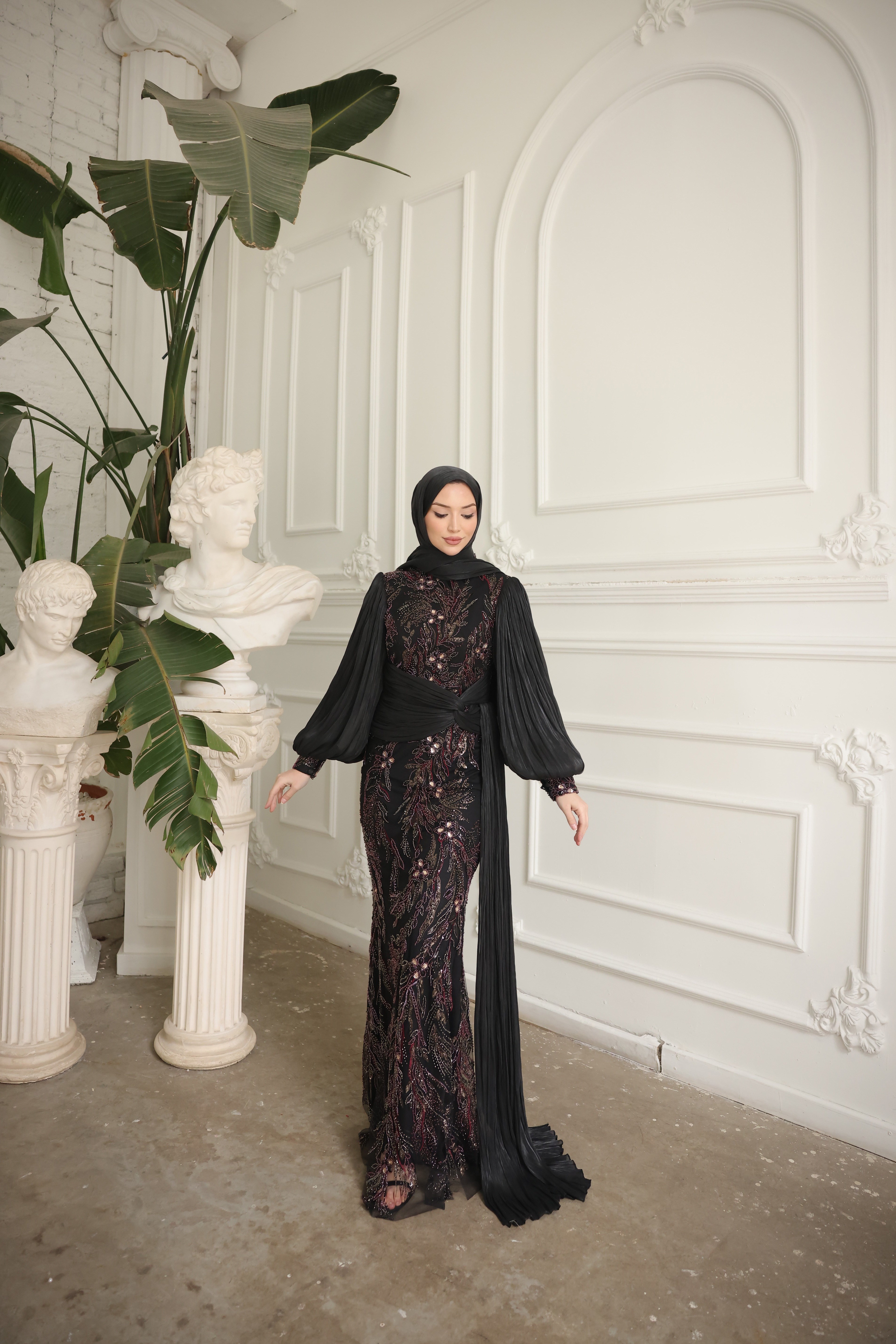 Duru Abiye Siyah-Bordo