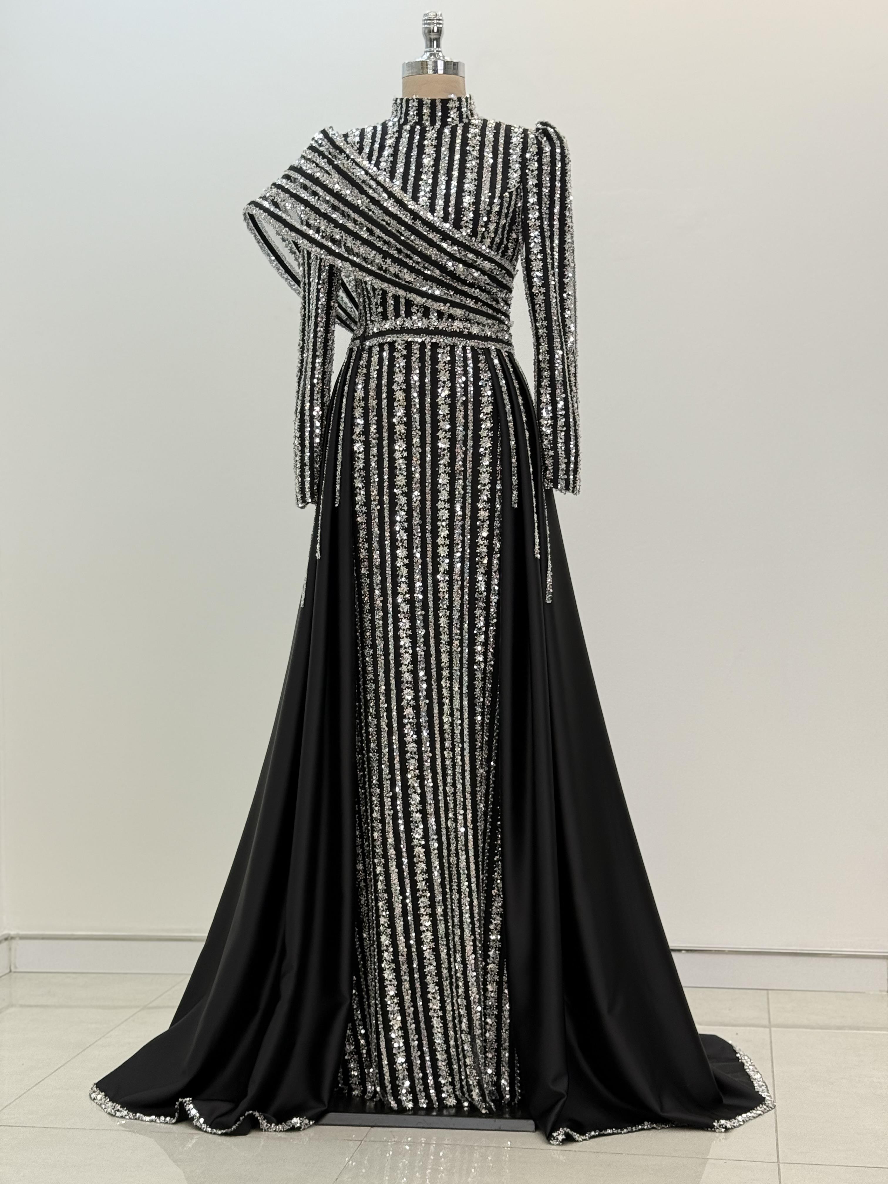 Elegance Abiye Siyah Gümüş