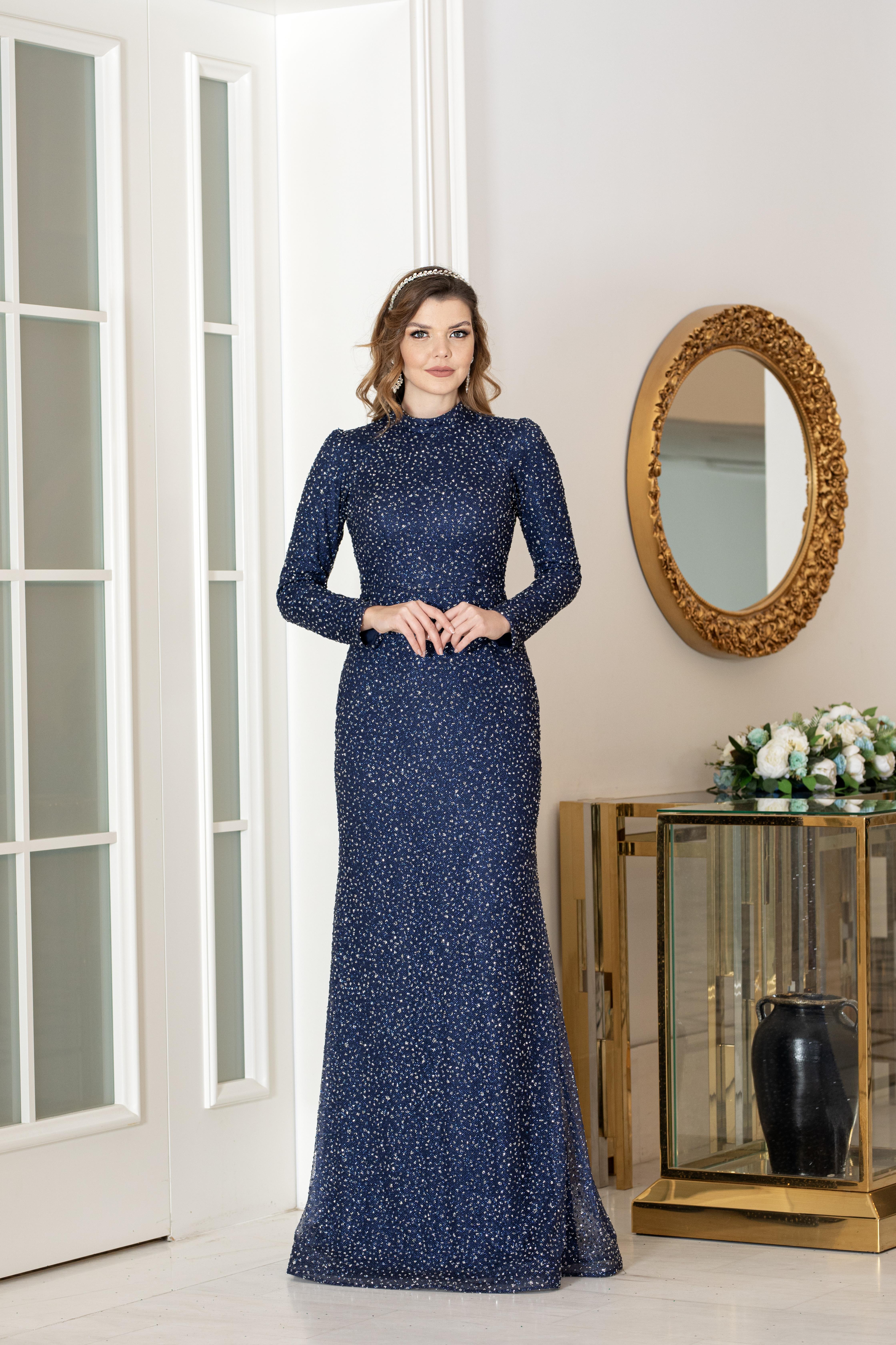 Nariya Hijab Evening Dresses Navy Blue