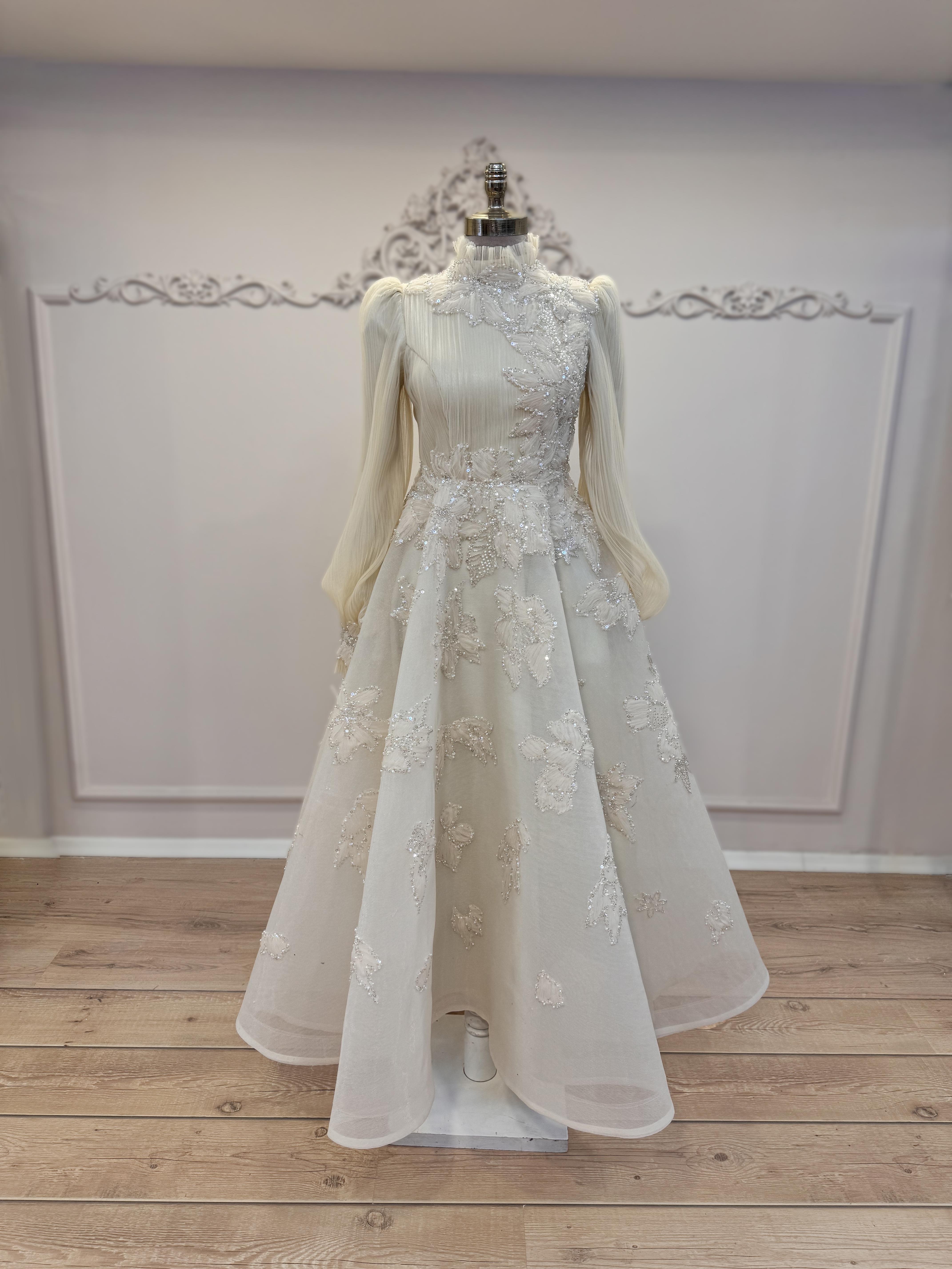 Piliseli Midi Boy Abiye Bej