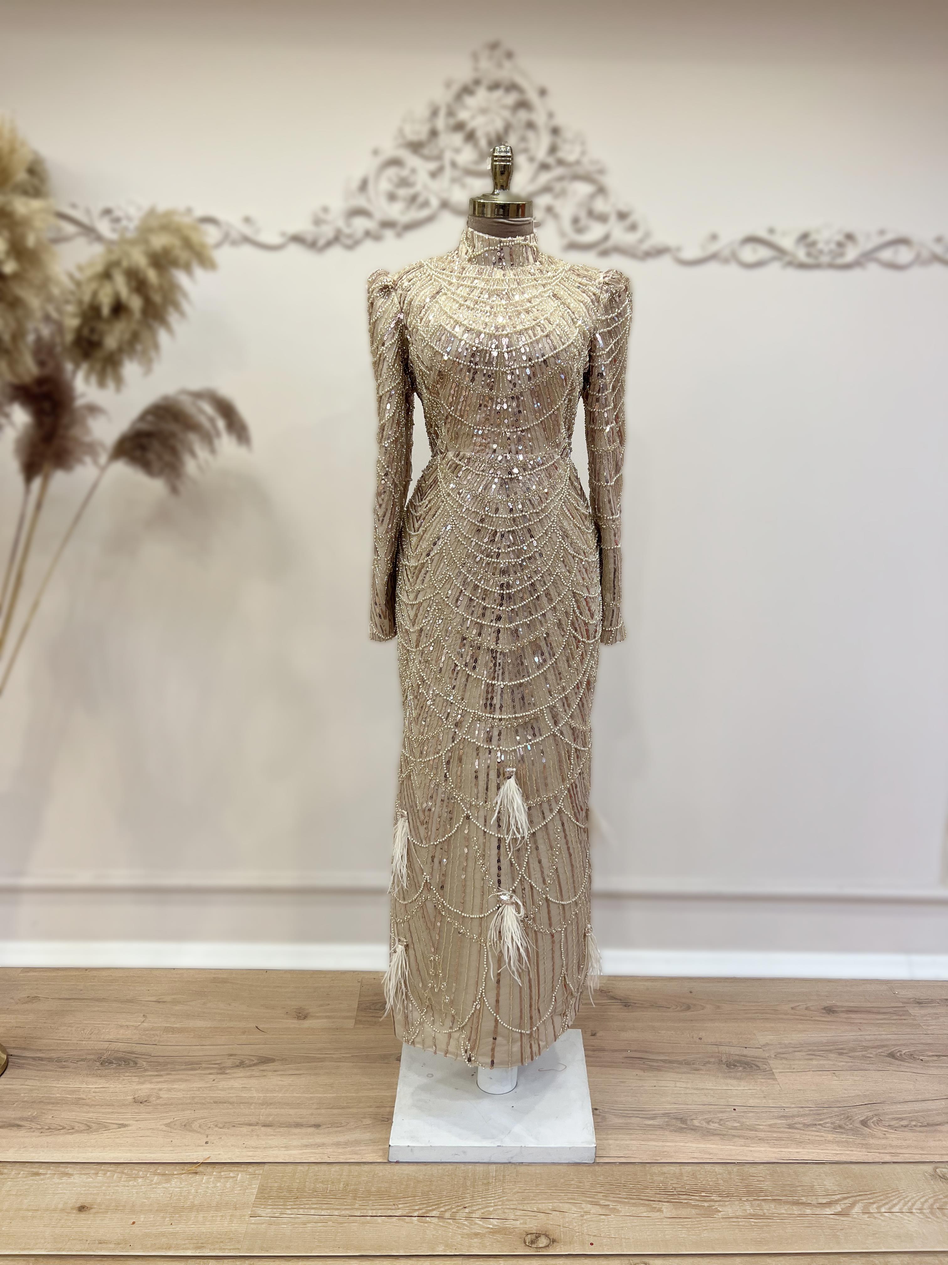 Selena Evening Dress Beige