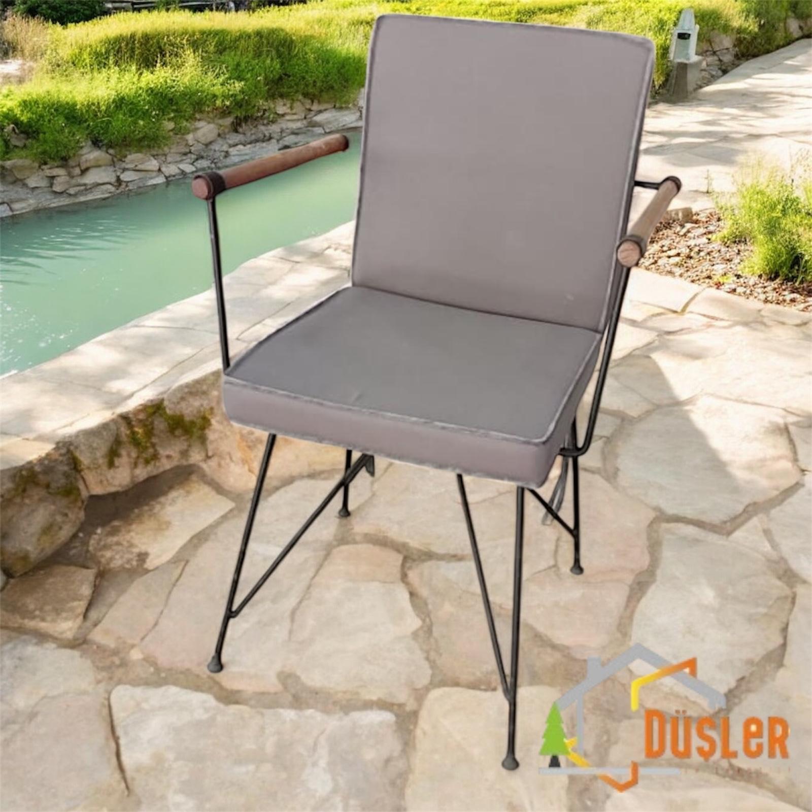 40x80 Antrasit Kumaş Antrasit Biye Sırtlı Sandalye Minderi 5 cm