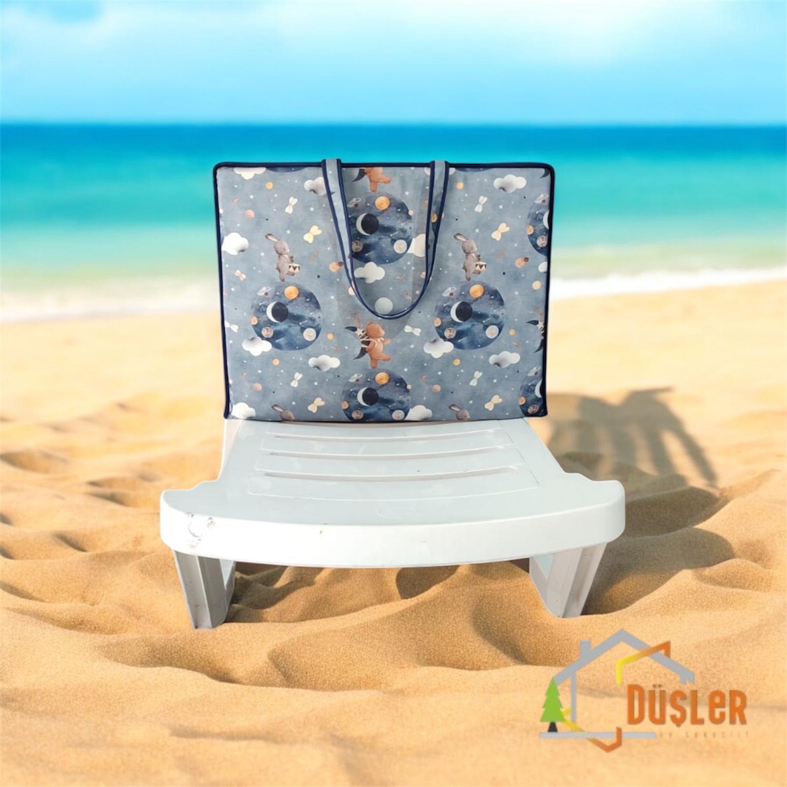 Sevimli Bulut Desenli Plaj Çantası (Şezlong Minderi)